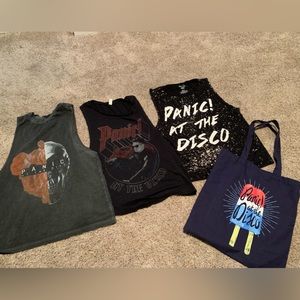 Panic at The Disco (P!ATD) lot of 3 muscle shirts- with bonus tote 🍦❗️